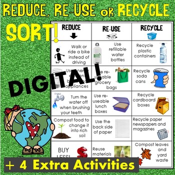 Preview of Earth Day Sort: Reduce, Reuse and Recycle Matching Activity: NOW DIGITAL!