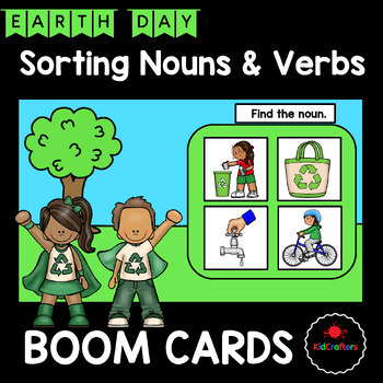Preview of Earth Day Sorting Nouns & Verbs Boom Cards™