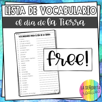 Preview of Earth Day Spanish Vocab List FREE | día de la Tierra