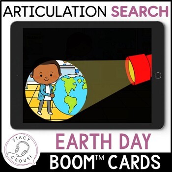 Preview of Earth Day Speech Therapy Activity Flashlight BOOM™ CARDS Articulation