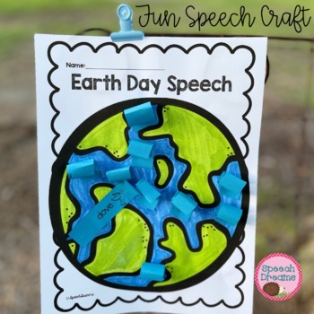 Preview of Earth Day Speech Therapy Craft for Articulation, Language & Phonemic Awareness