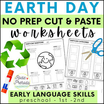 Preview of Earth Day Speech Therapy No Prep Cut and Paste Worksheets
