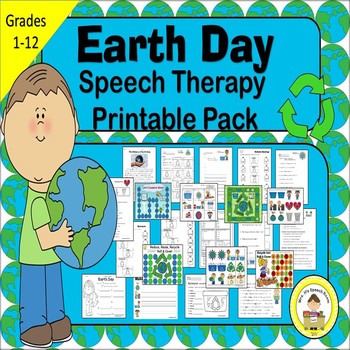Preview of Earth Day Speech Therapy Printable Pack
