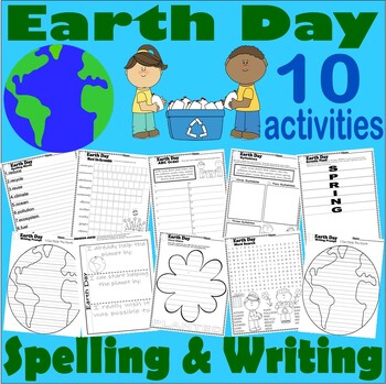 Preview of Earth Day Spelling Literacy Activities Worksheets NO PREP Poem Rhyming Syllables