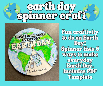 Preview of Earth Day Coloring Spinner Craft | How I Will Make Everyday Earth Day Craftivity