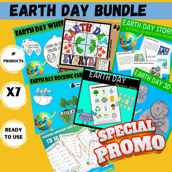 Preview of Earth Day Spring April Bundle Coloring,stories,Games,Worksheet,Crafting 3d Card