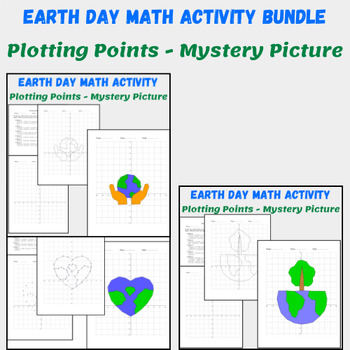 Preview of Earth Day/Spring Coordinate Plane Graphing Pictures - Math Geometry Bundle