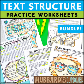 Preview of Earth Day Activities - Identify Text Structure Worksheets w/ Graphic Organizers
