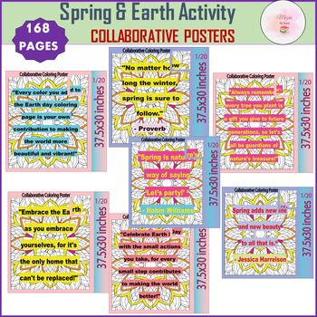 Preview of Earth Day & Spring: Zentangle Collaborative Posters - Earth Spring Quotes Bundle