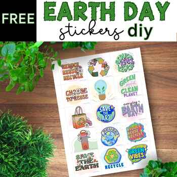 Preview of Earth Day Stickers Free | Craft Earth Day | Ideas for April | Earth Day Activity
