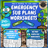 Earth Day Sub Plans No Prep Emergency - PreK, Kindergarten