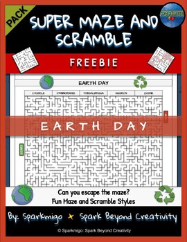 Preview of Earth Day Super Maze and Scramble Freebie Puzzle Game Spring No Prep Activity