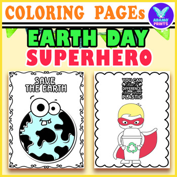 Preview of Earth Day Superhero Coloring Pages Environment Classroom Bulletin Board Ideas