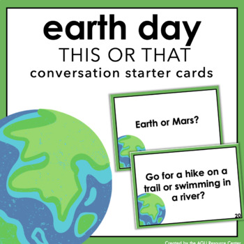 Preview of Earth Day THIS OR THAT | Icebreakers | Social Task Cards | Printable