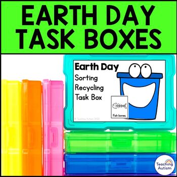 Preview of Earth Day Task Boxes for Special Education | Bundle of Task Boxes