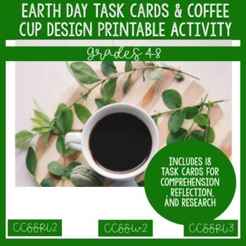 Preview of Earth Day Task Cards & Creative Coffee Cup Design Printable Activity