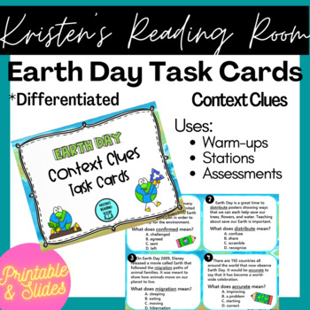 Preview of Earth Day Task Cards -Vocabulary Context Clues *Upper Elementary *Digital