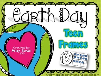 Preview of Earth Day Teen Frame (10 Frame) math center/station FREEBIE!!