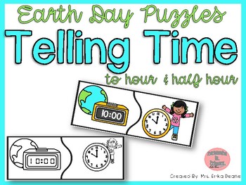 Preview of Earth Day Telling Time Puzzles