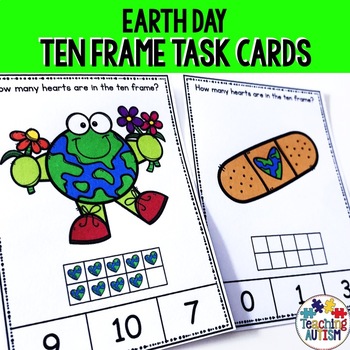 Preview of Earth Day Math Task Cards, Counting Ten Frames
