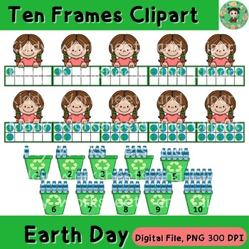 Preview of Earth Day Ten frame template, Earth Day Ten frame clipart