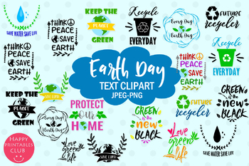 Preview of Earth Day Text Clipart- Earth Day Clipart for Classroom-Earth Day Overlays