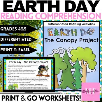 Preview of Earth Day - Canopy Project Reading Comprehension Worksheets