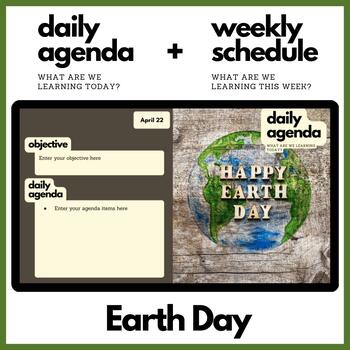 Preview of Earth Day Themed Daily Agenda + Weekly Schedule for Google Slides
