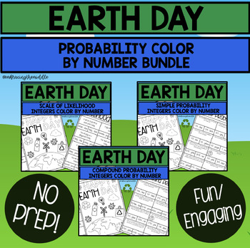 Preview of Earth Day Themed Probability Color By Number Bundle for Middle School Math