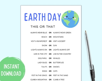 Preview of Earth Day This or That, Earth Day Activities, Earth Day Games, Earth Day Craft