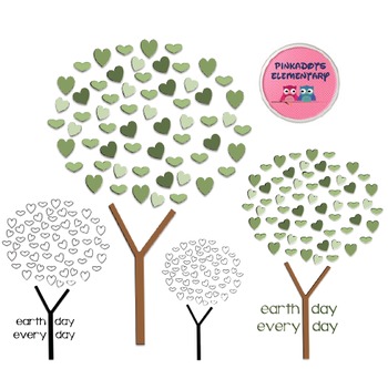 Preview of Earth Day Tree Clip Art Freebie! Color and Black and White PNG files!