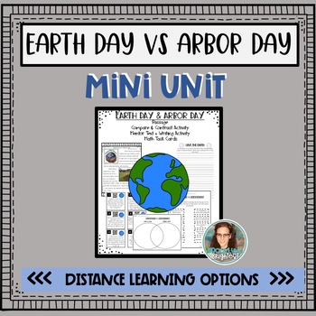Preview of Earth Day VS Arbor Day Mini-Unit With Distance Learning