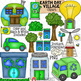Earth Day Village Clipart - Recycling Clip Art -  Electric