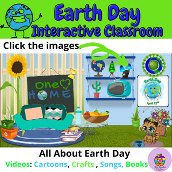 Preview of Earth Day Virtual Classroom- Videos, Cartoons, Songs, Crafts Read-Alouds