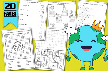 Preview of Earth Day Vocabulary Activities, Word Search Puzzles, Missing Letters, Crossword