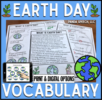 Preview of Earth Day Vocabulary NO Prep Packet: Print & Digital