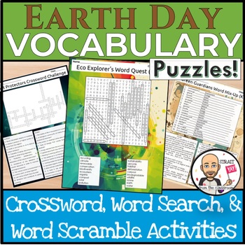 Preview of Earth Day Vocabulary Puzzles: Crossword, Word Search & Word Scramble Activities