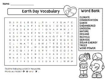 Preview of Earth Day Vocabulary Word Search