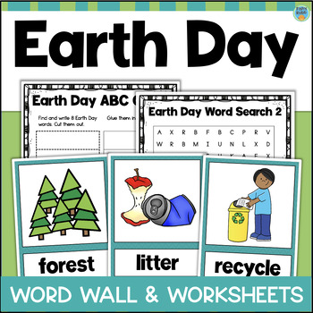 Preview of EARTH DAY Activities Worksheet Write the Room Word Search Kindergarten 1st Grade