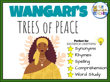 Preview of Earth Day | Wangari's Trees of Peace | Reading Comprehension + Spring Task Cards