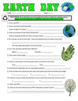 Preview of EARTH DAY Webquest (science / environment / ecology / distance learning / Sub)