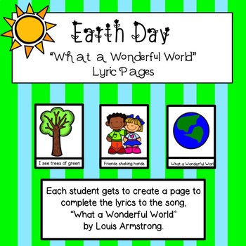 Preview of Earth Day What a Wonderful World Lyric Pages