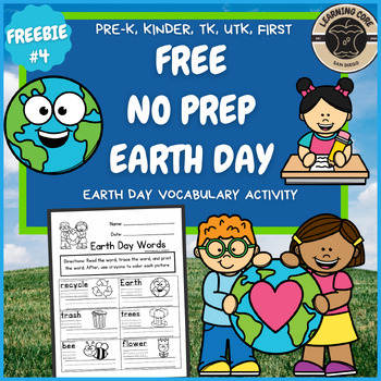 Preview of Free Earth Day Word Activity for PreK, TK, Kindergarten, First Grade