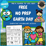 Free Earth Day Word Activity for PreK, TK, Kindergarten, F