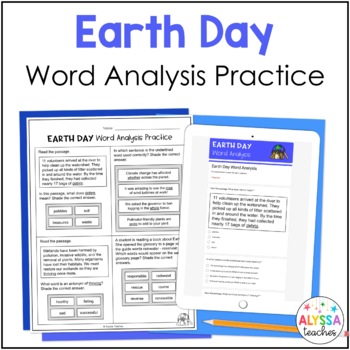 Preview of Earth Day Word Analysis Worksheets (SOL 4.4) Print and Digital