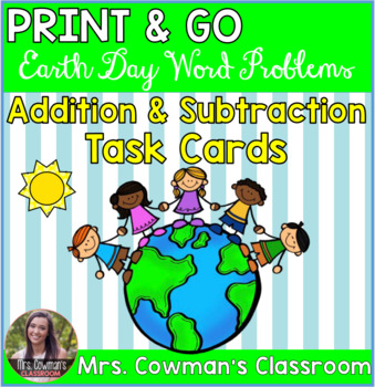 Preview of Earth Day Word Problem Task Cards: Sums to 100