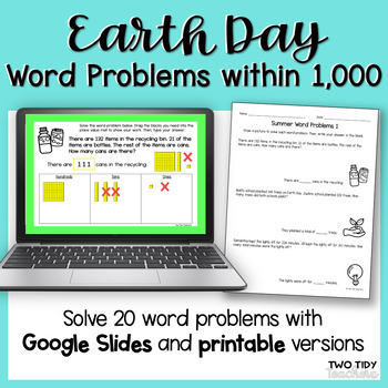 Preview of Earth Day Word Problems within 1,000 Printables | Google Distance Learning