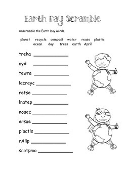 earth day word scramble by little miss cupcake tpt