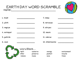 earth day word scramble