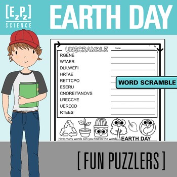 Preview of Earth Day Word Scramble Activity | Holiday Word Puzzle for Early Finishers